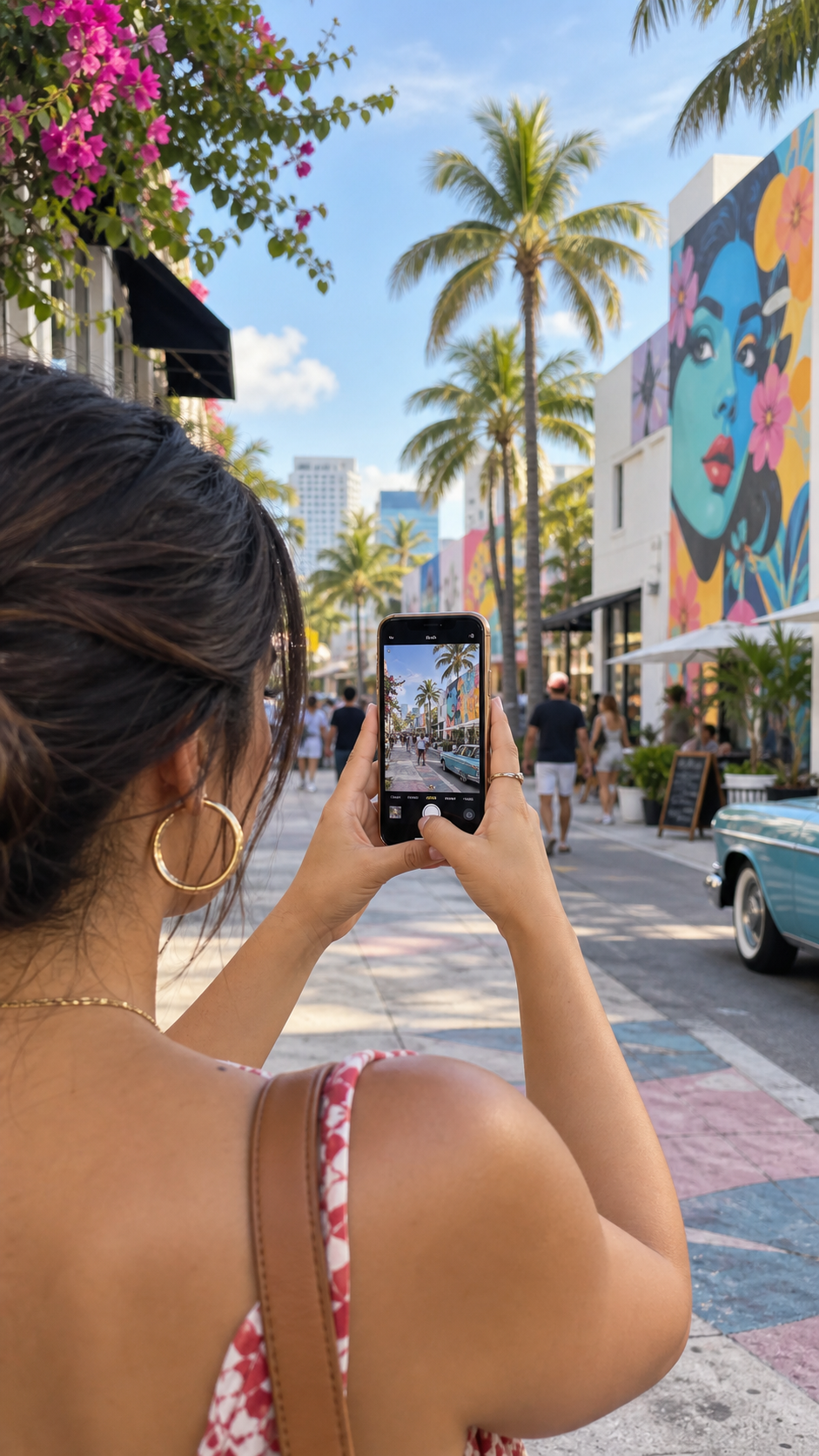 Viajera tomando una fotografía con su teléfono